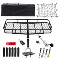 60" x 24" x 6" Hitched Mounted Folding Cargo Basket with Cargo Net, 500lb Capacity for Car  Truck Trailer, Black