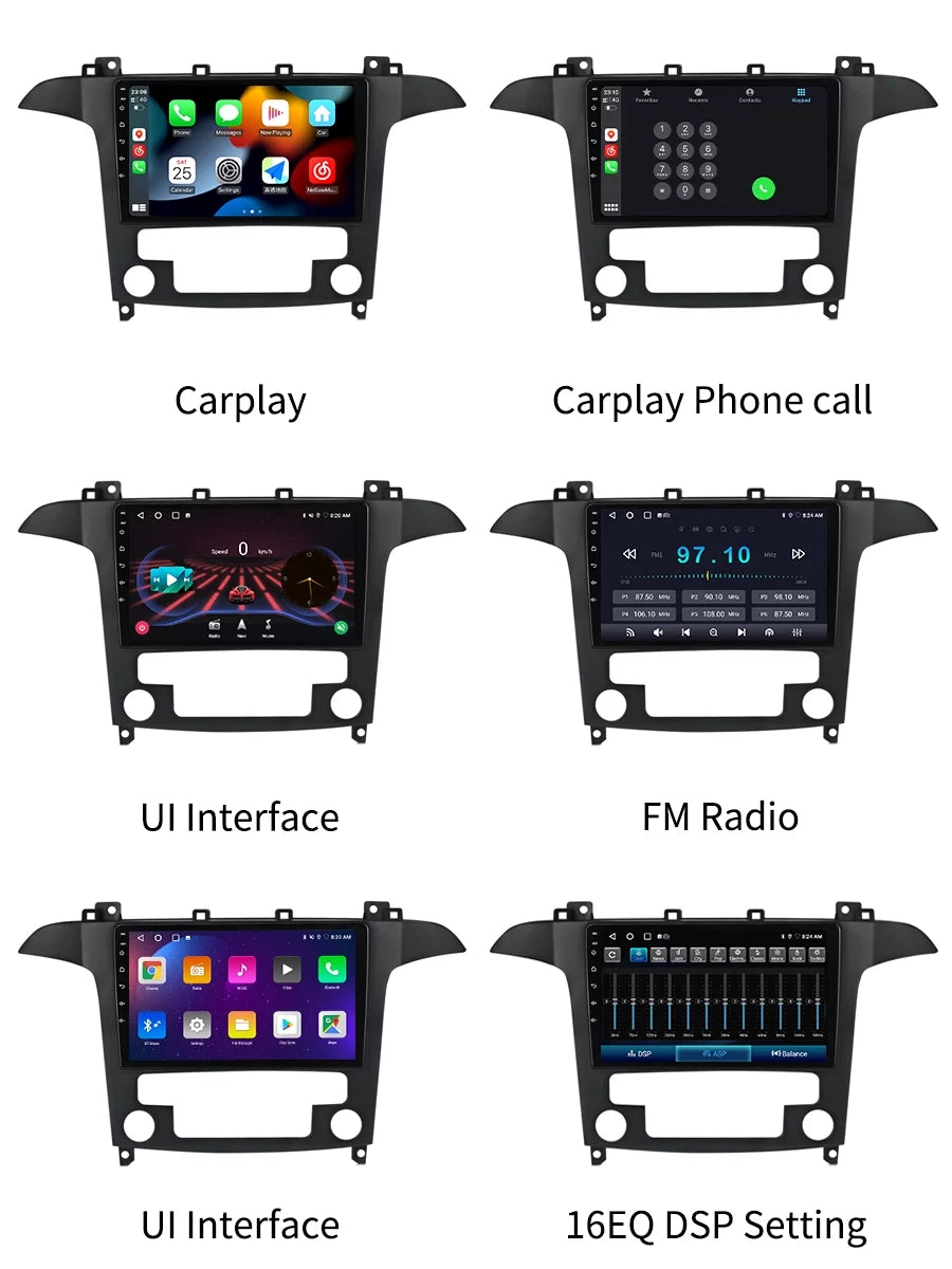 32GB Car Radio  Navi For Ford S Max S- 2007 - 2015 Android Screen Car Stereo With Bluetootn Carplay Android Auto