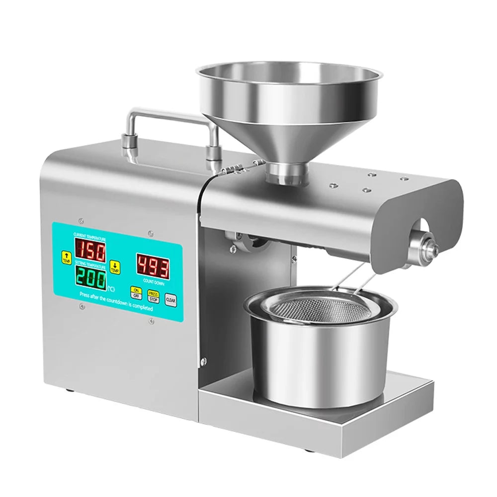 Tomshoo -312 Intelligent Stainless Steel Oil Presser Household Automatic Pressing Machine No-Fry Material Oil Extraction Device Digital Display with Temperature Adjustable Function