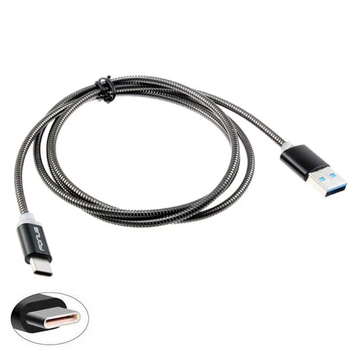 Type-C 3ft Metal  Cable w  Port Fast 18W Car Charger G4M for Samsung Galaxy Tab S3 9.7 S9 Plus, S8+ S8, S10e S10 Plus active 5G Note 9 8 10 Plus A9 A50 A20 A10e - Sonim XP8 XP3