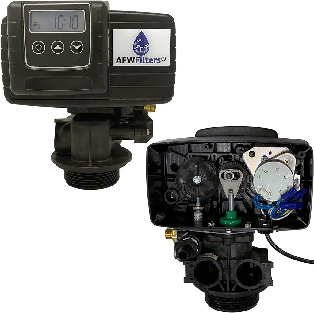 AFWFilters 2 cubic Foot 64k Whole Home Iron Pro Water Softener with Fine Mesh Resin, 3/4" Stainless Steel  Connection, and Black Tanks