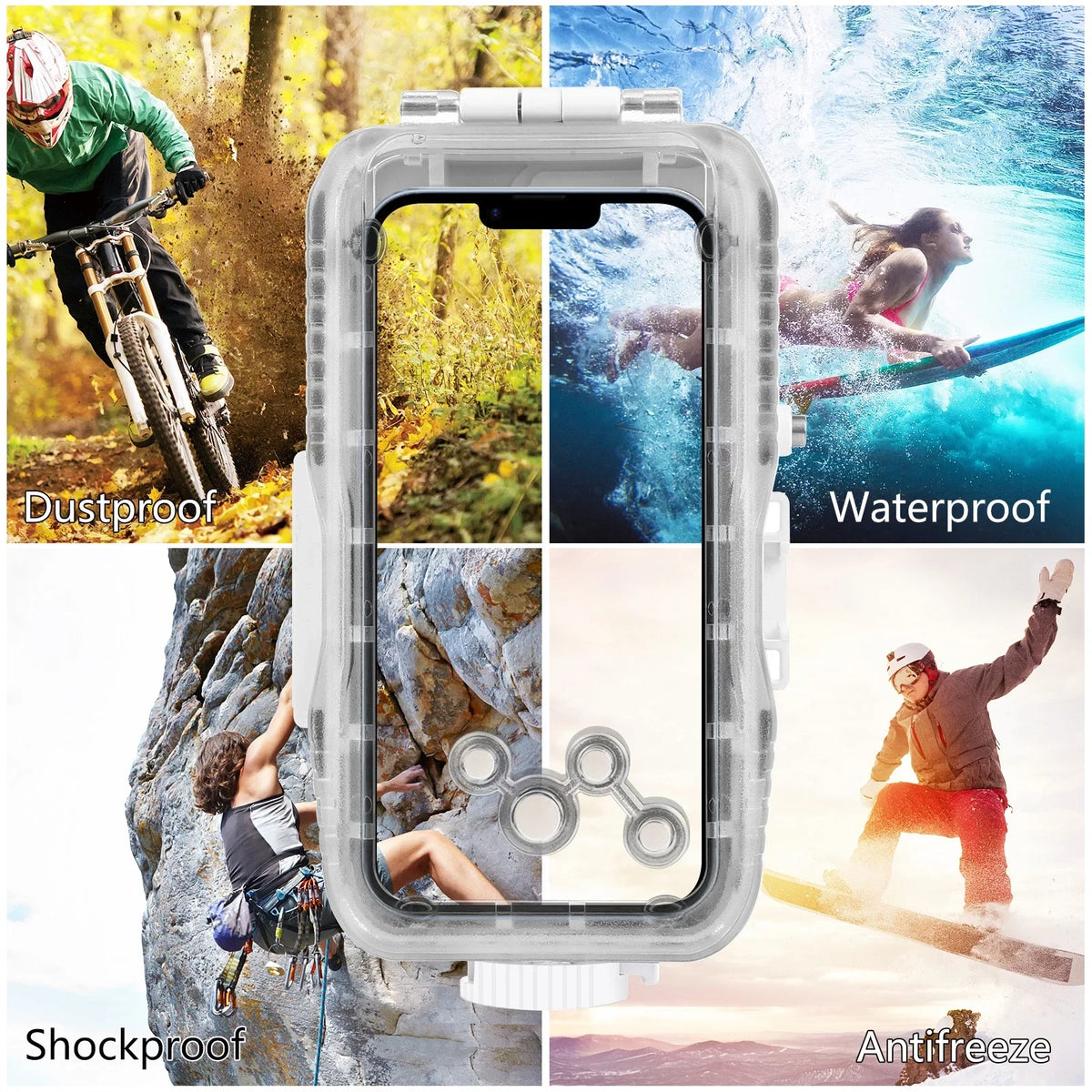 40M131ft Waterproof Phone Case Diving Case Smartphone Underwater Housing Protective Case with Red Filter Neck Strap Cleaning Cloth Replacement for 14/ 14 / 13/ 13 / 12/ 12 P