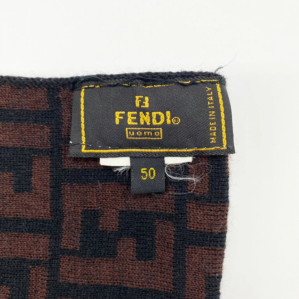 Pre-Owned  Zucca Muffler Stole All Over Pattern  Brown Women's Men's Fashion Old Clothes (Good)