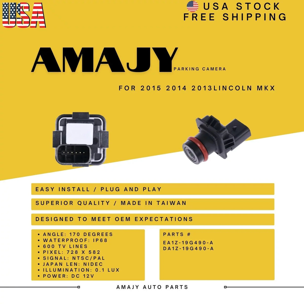 Backup Camera Replaces for 13-15 Lincoln  EA1Z-19G490-A DA1Z-19G490-A