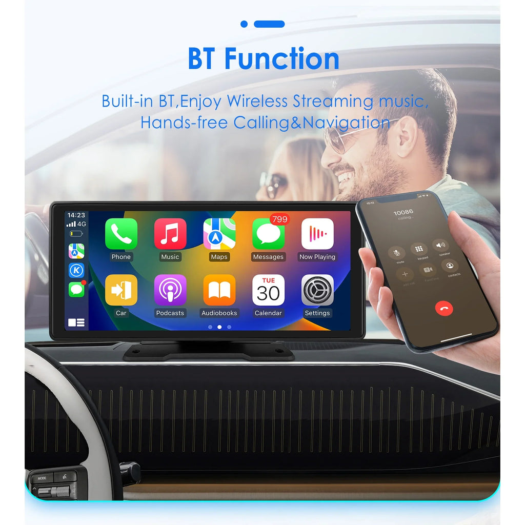 Android Auto Wireless Apple Carplay 360° Adjustable 10.26 Inch Touchscreen Car Radio Stereo Head Unit Bluetooth  Navigation Player With Backup Camera