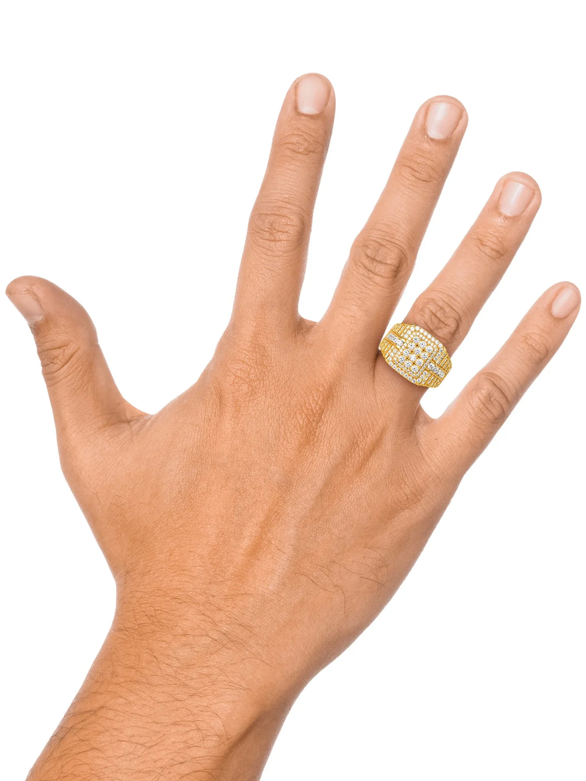 Shaquille O'Neal Men's Simulated Diamond Yellow Gold Plated Sterling Silver Ring, Size 10