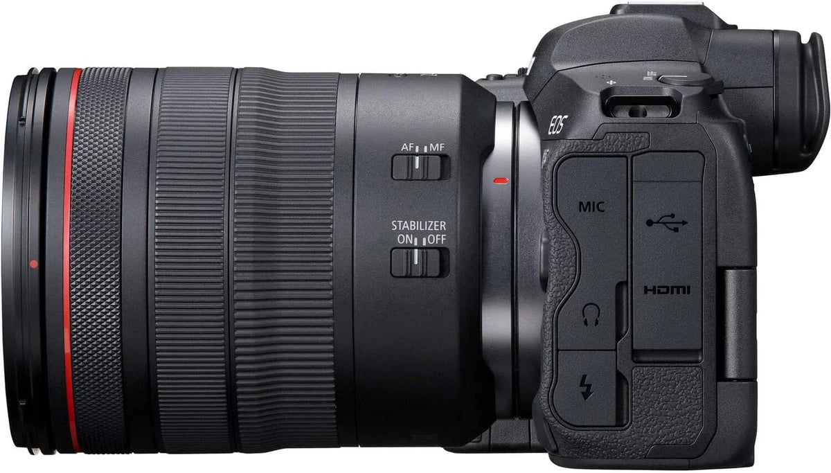 Camera bundle for Canon  R5 Mirrorless Camera with  24-105mm f/4 L   Lens + Shotgun Microphone with Video Kit Accessories (128GB, Tripod, Flash and More)