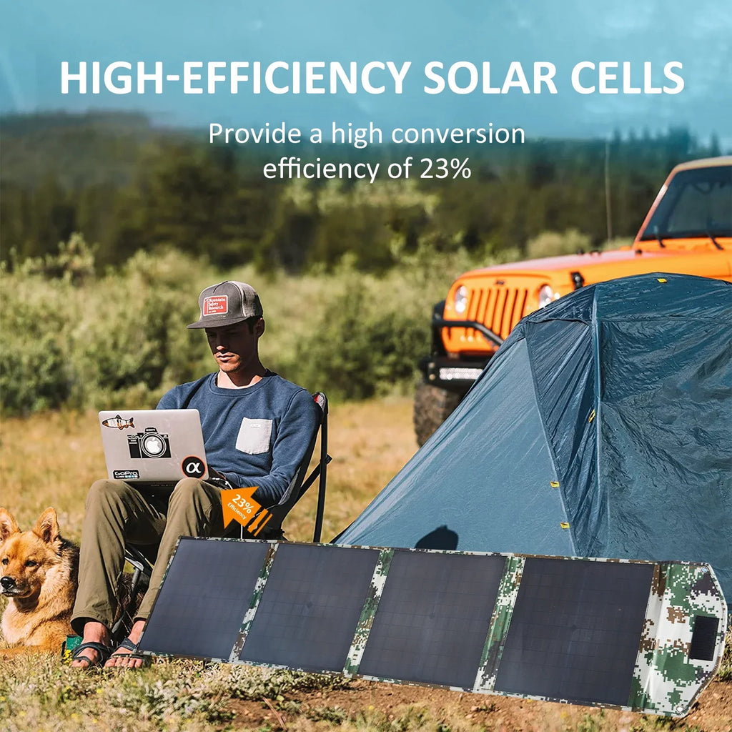 Solar Panels 80W Portable Camping Solar Kit Foldable for Power Station Generator Folding Solar Charger compatible