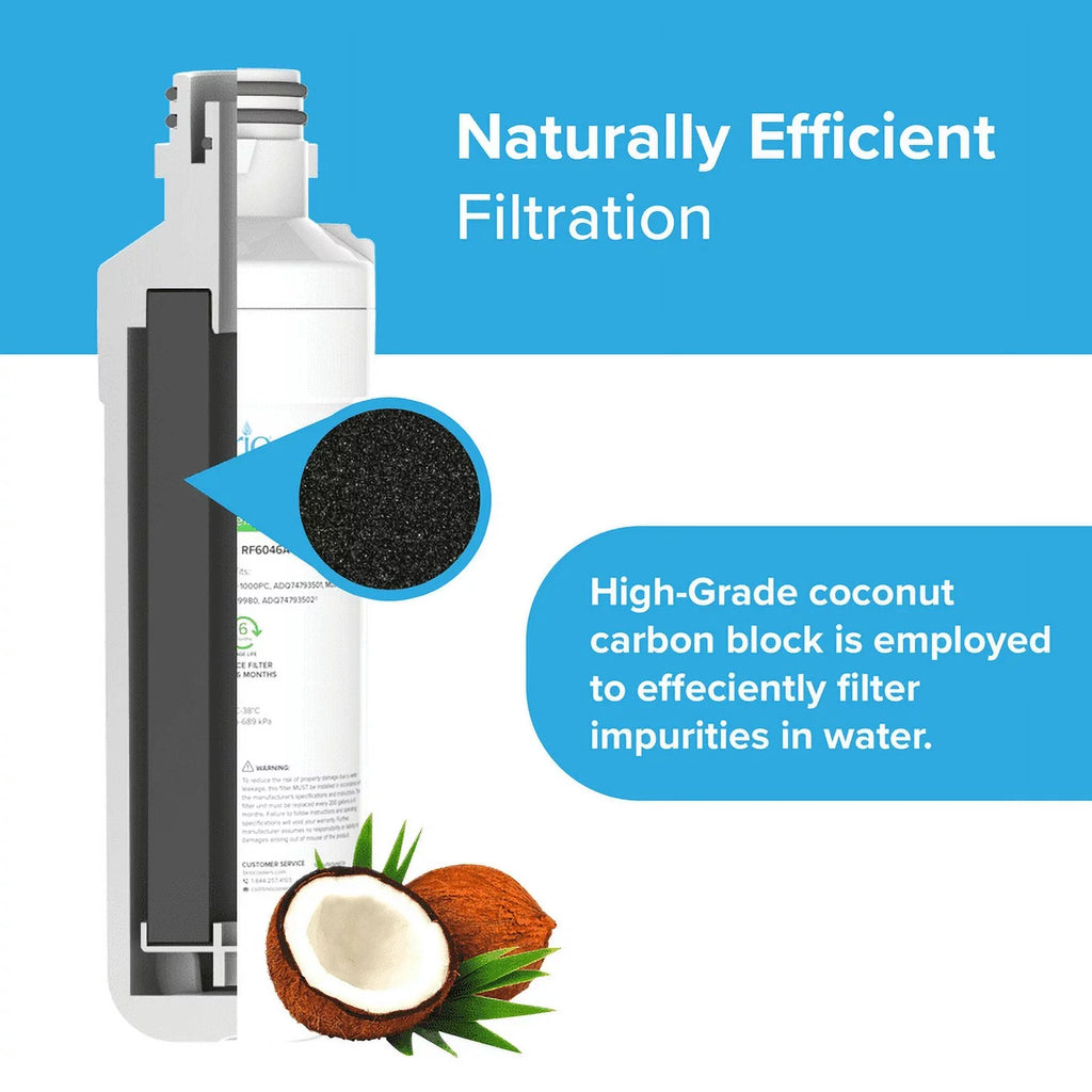 Brio 6046A Refrigerator Water Filter Replacement Compatible With LGLT1000P, LT1000PC, LT1000PCS, -1000PC, ADQ74793501