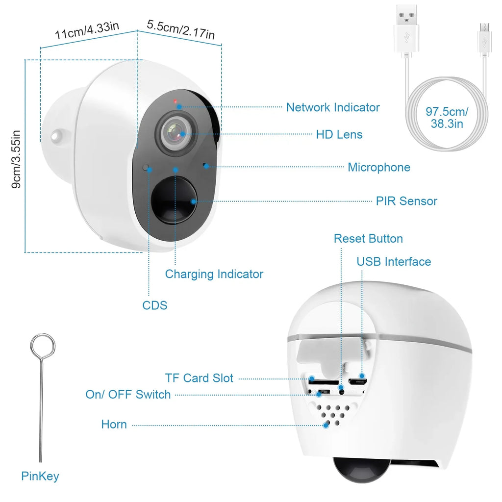 iNova 1080P  WiFi  Camera Two-Way Audio Security Surveillance Camera IP65 Waterproof