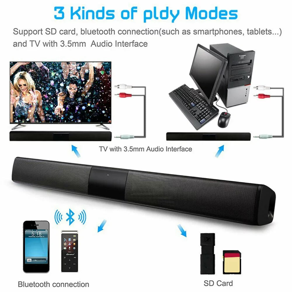 Sound Bar Bluetooth Speaker Surround Sound System Wired & Wireless 22 inch  Sound Bar