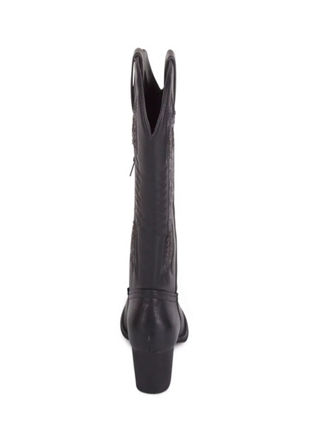 Womens Black Whip-Stitch Detailing Pull Tabs Woven Padded Texan Pointed Toe Block Heel Western Boot 8.5