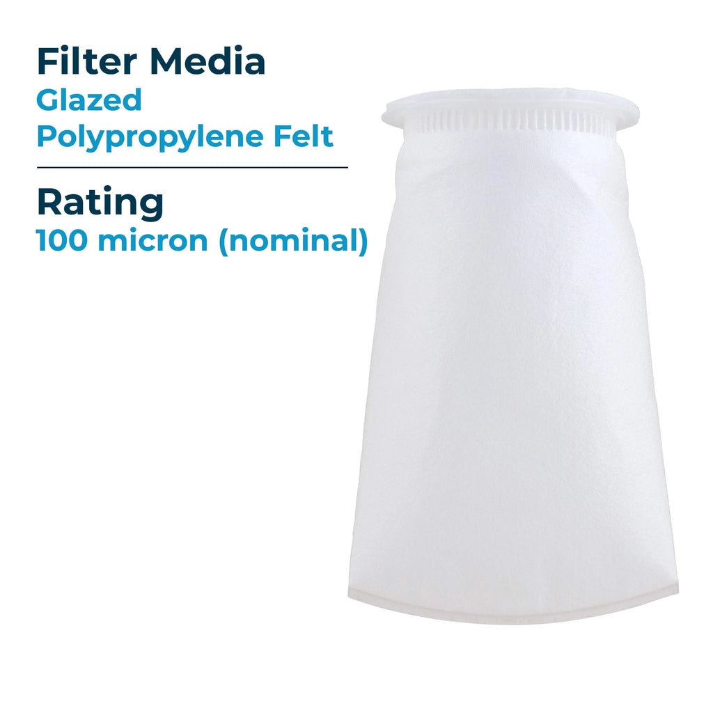 SpiroPure --410-100 100 Micron #3 (10”) Glazed Polypropylene Felt Liquid Bag Filter -410-100 155393-03 (Case of 40)