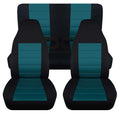 T402-Designcovers Compatible with 2003-2006 Jeep wrangler  2door Seat Covers:Black and Teal- Full Set Front&Rear