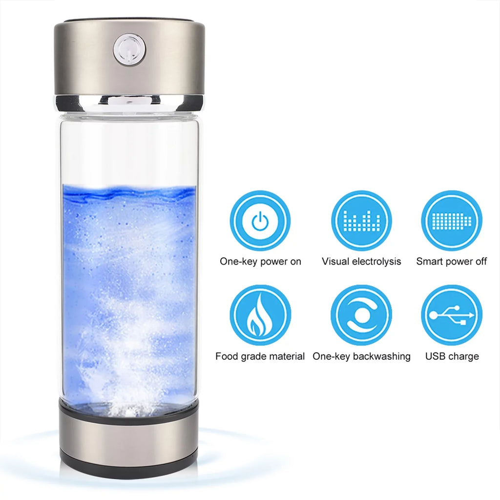 Hydrogen Water Bottle  Charging Rich Hydrogen Water Purifier Filter Glass Bottle Portable Lonizer Cup