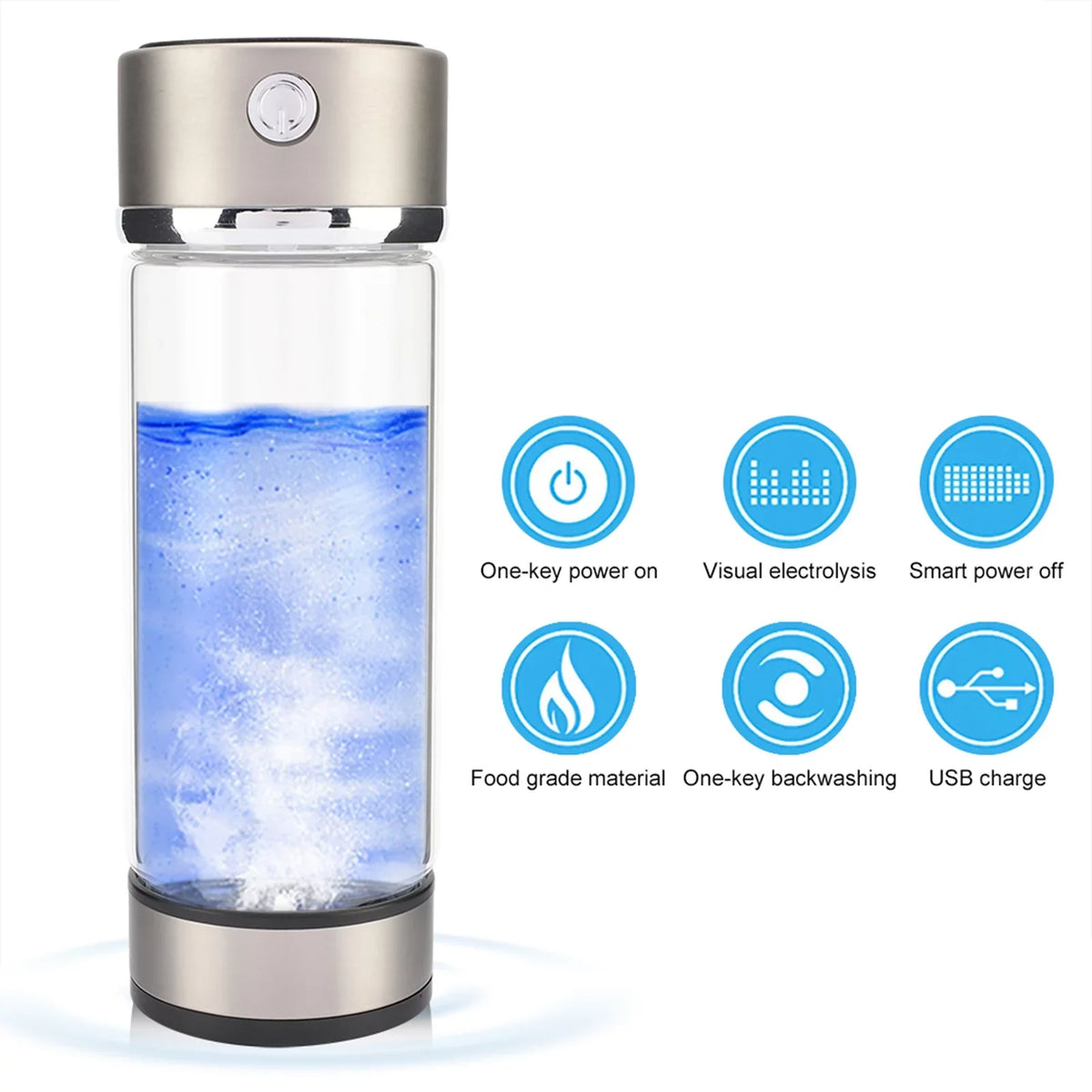 Hydrogen Water Bottle  Charging Rich Hydrogen Water Purifier Filter Glass Bottle Portable Lonizer Cup