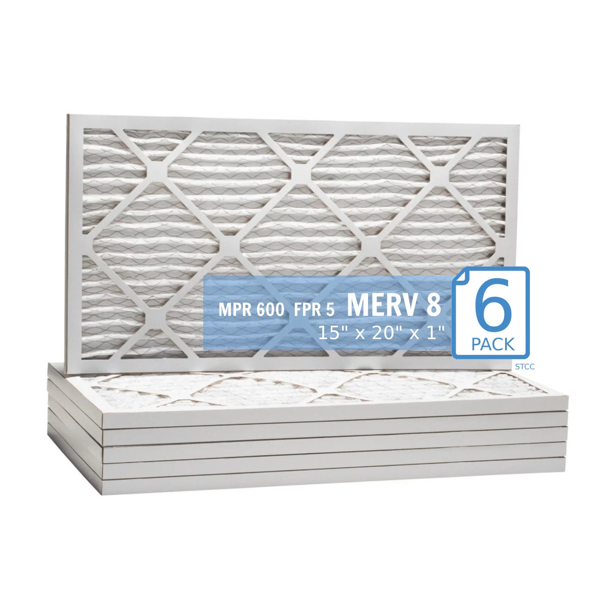 15x20x1, Purolator Hi-E 40 Extended Surface Pleated Air Filter, Mechanical  8, (6 Pack)