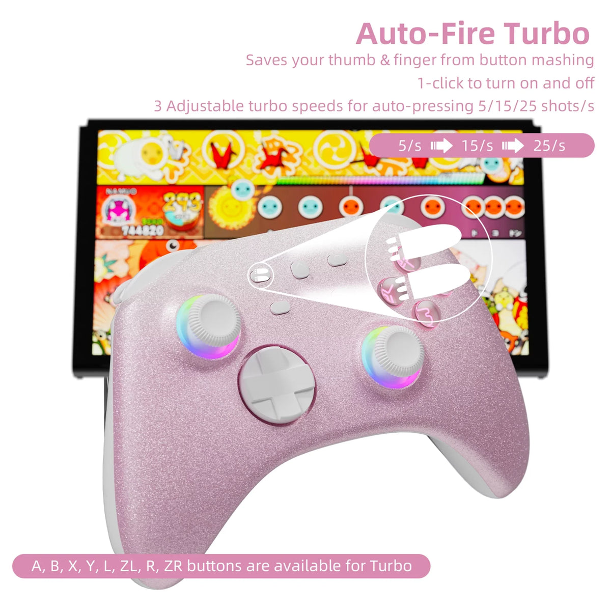 Pokémon Violet Game Disc and Upgraded Switch Pro Controller for Nintendo Switch//Lite, Wireless Switch Remote for //Android/Steam Pink