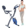 Folding Fitness X-Bike with 10-Level Adjustable Resistance, Arm Bands Black