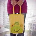 '-36- 9.5 x 10.6 x 2.1 in. Funny Frog - Embroidered Applique Kids Fabric Art Kids Tote Bag & Shopper Bag