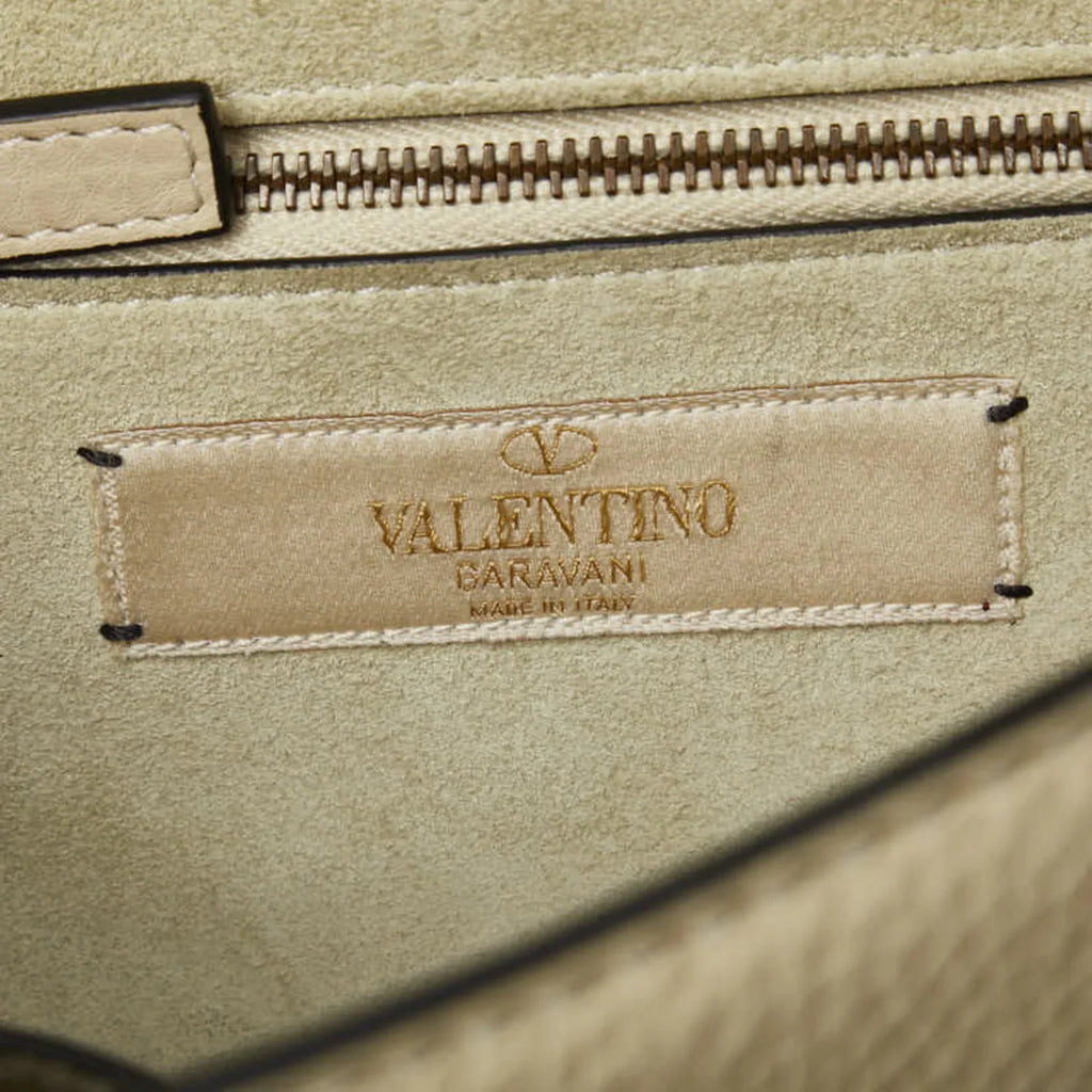 Pre-Owned Valentino Studded Chain Shoulder Bag Ivory Leather Women's  (Good)