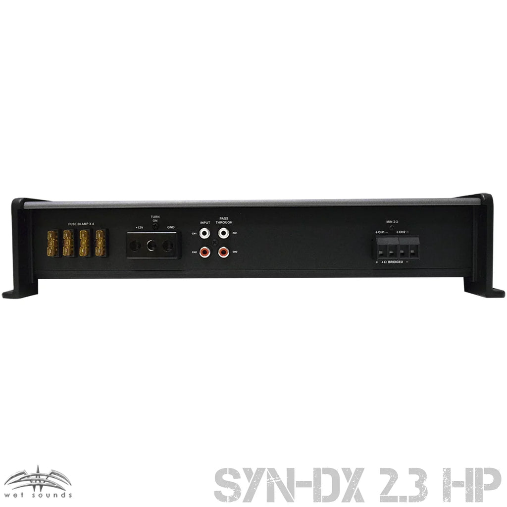 Wet Sounds REV8B- 8" Black Tower Speakers with Stainless Steel Fixed Mini Clamps & -DX2.3 1200 Watt Amplifier