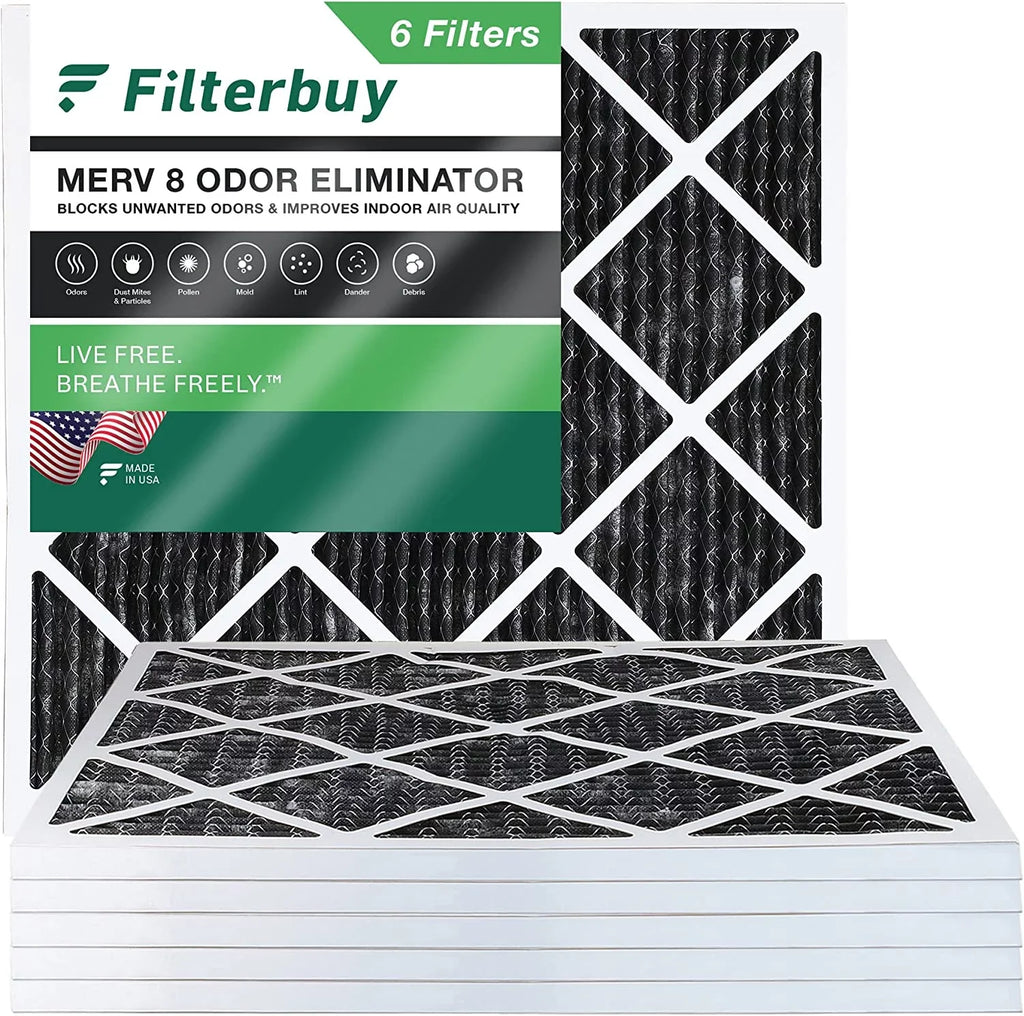 Filterbuy 18x18x1  8 Odor Eliminator Pleated   Furnace Air Filters with Activated Carbon (6-Pack)