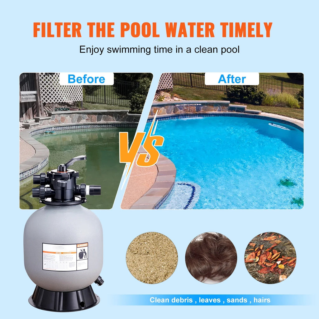 Swimming Pool Sand Filter 19" Above Inground Sand Filter with 7-Way Valve