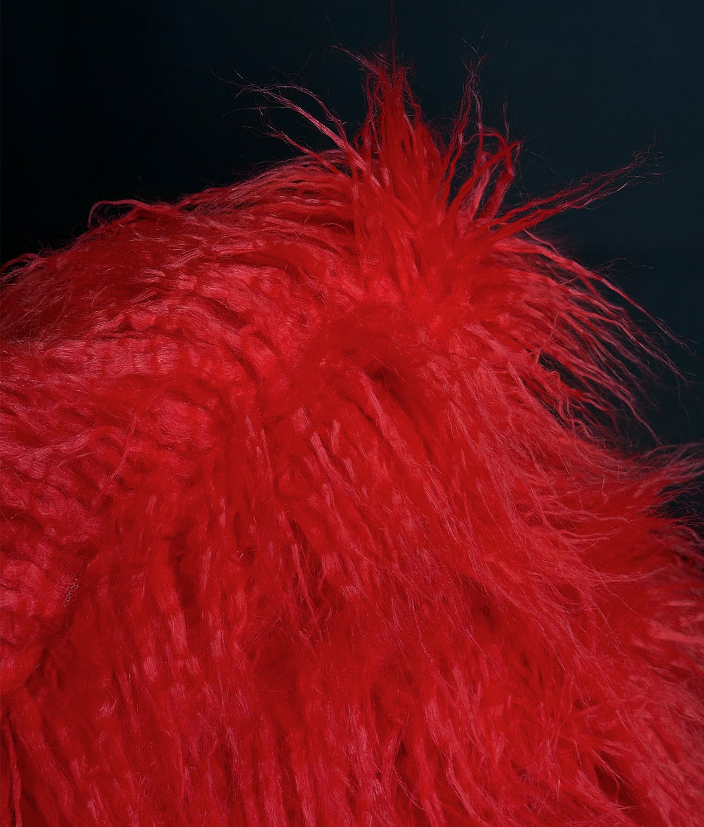 Faux Fake  Yak  3.5"  Pile Japanese Fire Retardant Yarn 2.3oz Per Yard / Craft, Sewing Cosplay 58" Wide Sold by Continuous Yard (Fire Red)