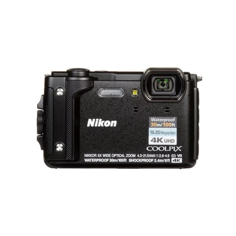 Nikon  W300 Camera (Black) + Extra Battery + Flash+ 1 Yr Warranty
