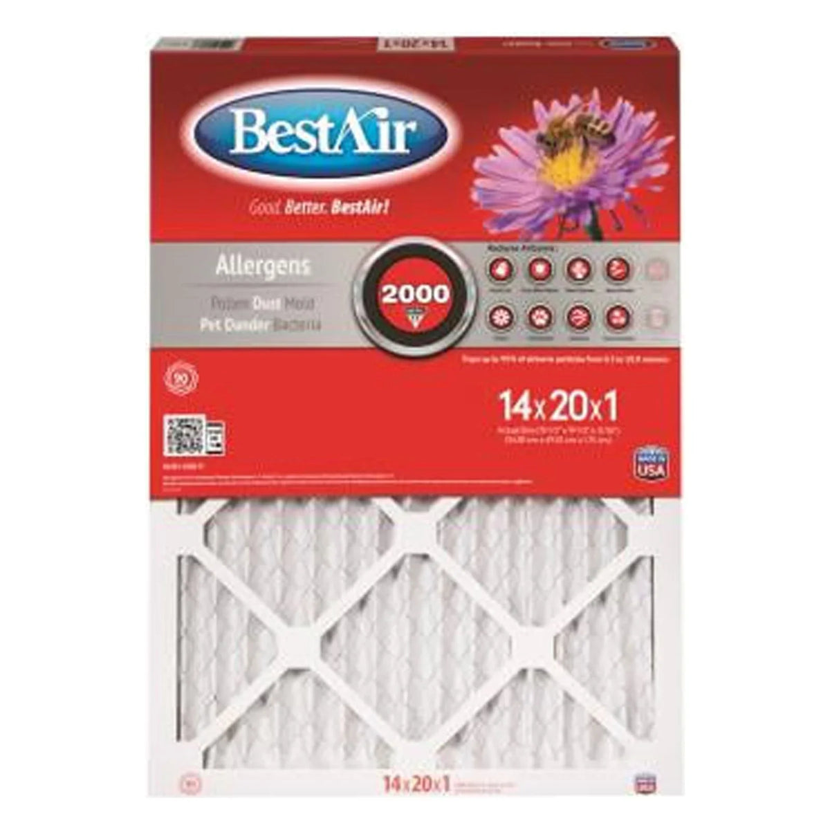 BestAir B1-1420-11-6 14x20 x 1 In.  11 Furnace Filter, 90 Days - Quantity 6