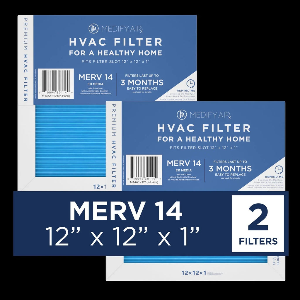 Medify Air 12x12x1 Pleated Filter 95% Particles  Air Cleaning ( 14, 2-Pack)