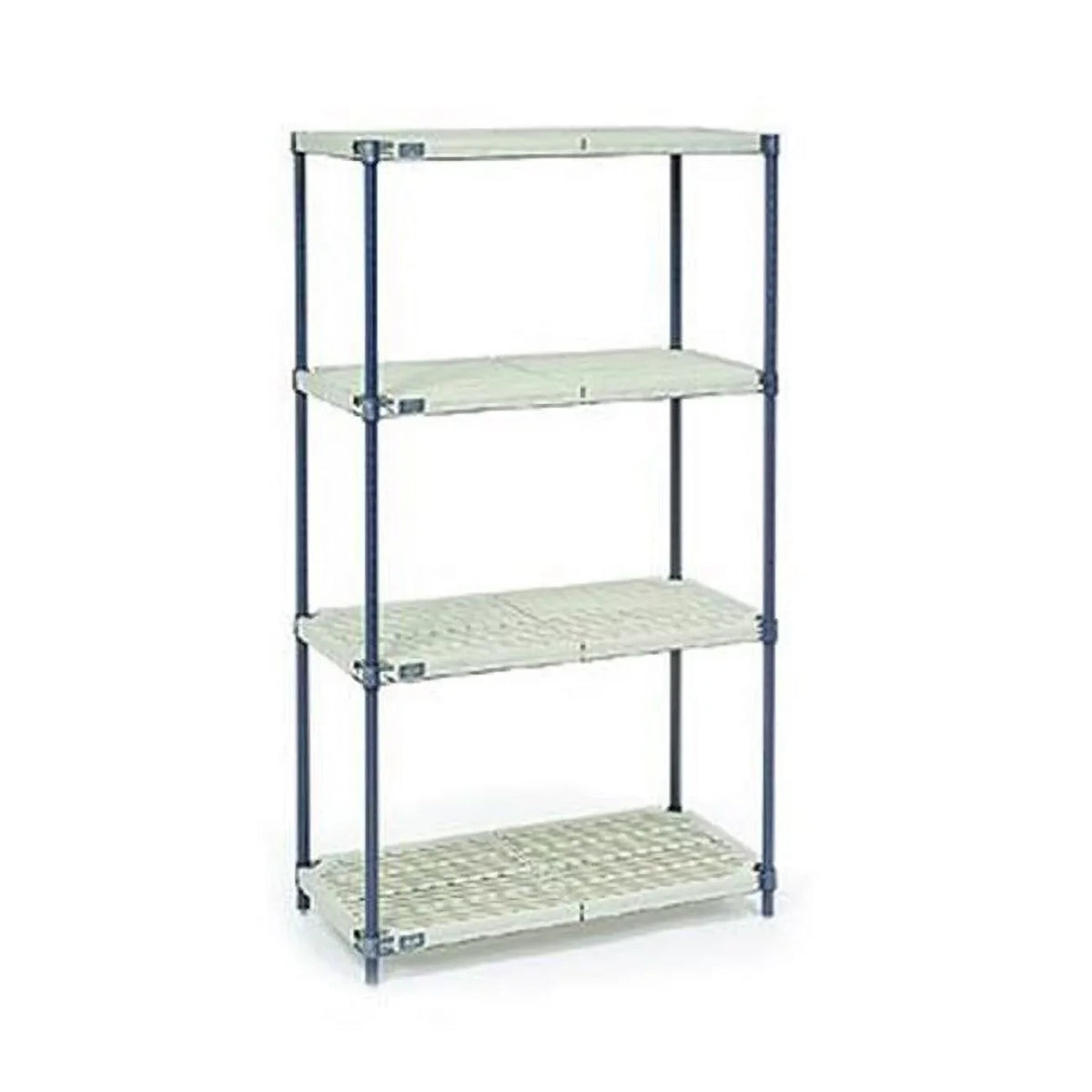 Global Industrial  Vented Plastic Shelving with Nexelon Finish - Beige & Blue