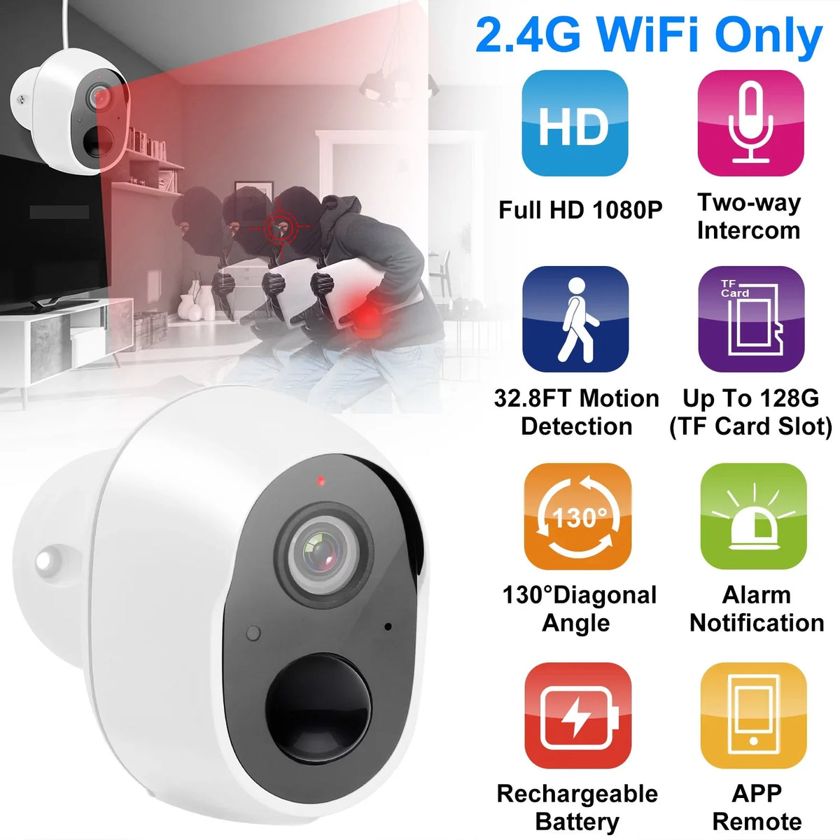 iNova 1080P  WiFi  Camera Two-Way Audio Security Surveillance Camera IP65 Waterproof