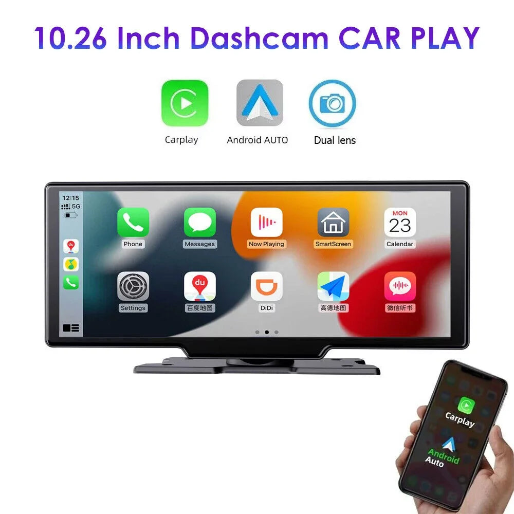 Kydely 2K Wireless 10.26'' Touch Screen Dual Channel Wifi Car  Dash Camera Android Auto ".