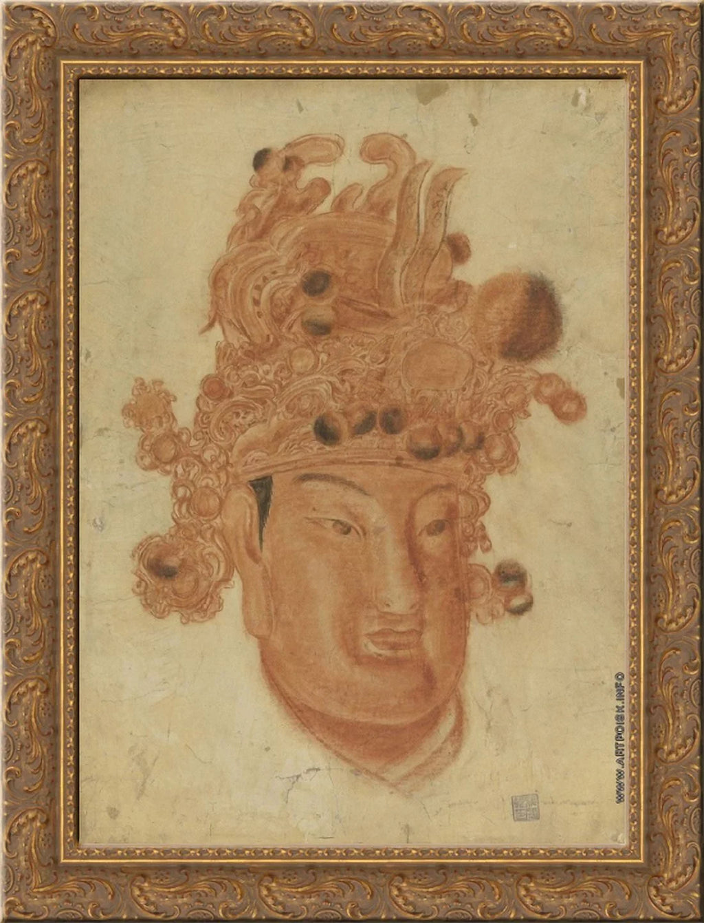 A Chinese God 24x18 Gold Ornate Wood Framed Canvas Art by Alexandre Jacovleff