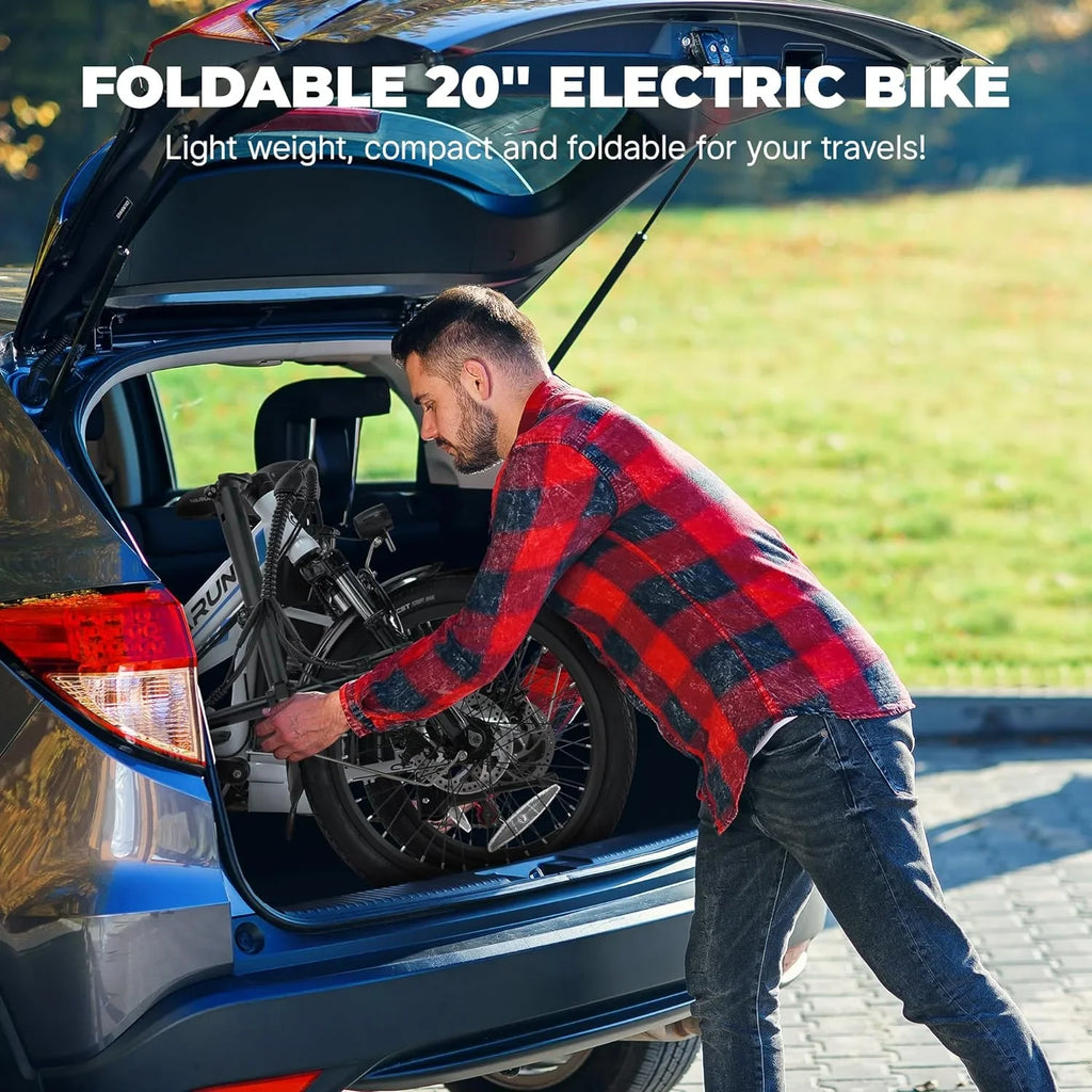Electric Bike - 500W Folding Ebike with Stylish 20" Wheels, 48V Lithium Battery for 40 Miles Range and 20MPH Speed