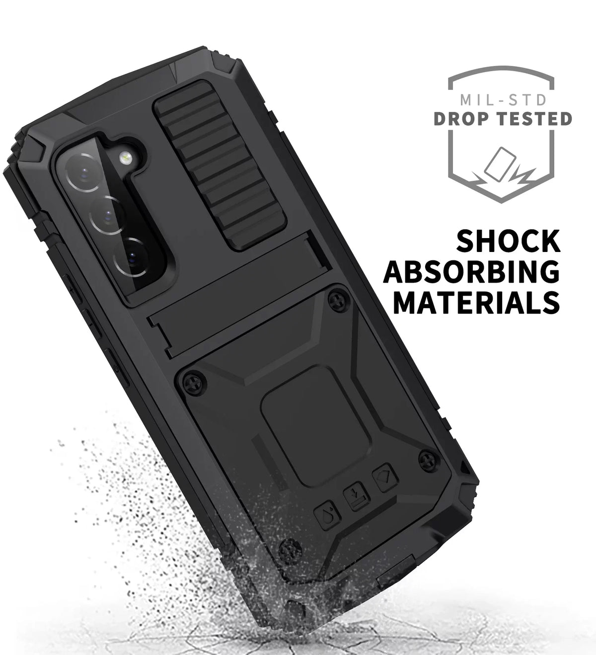 Casetego for Samsung Galaxy S22 Plus Case,Built in Kickstand Heavy Duty Military Grade Rugged Shockproof Protective Cover,Black
