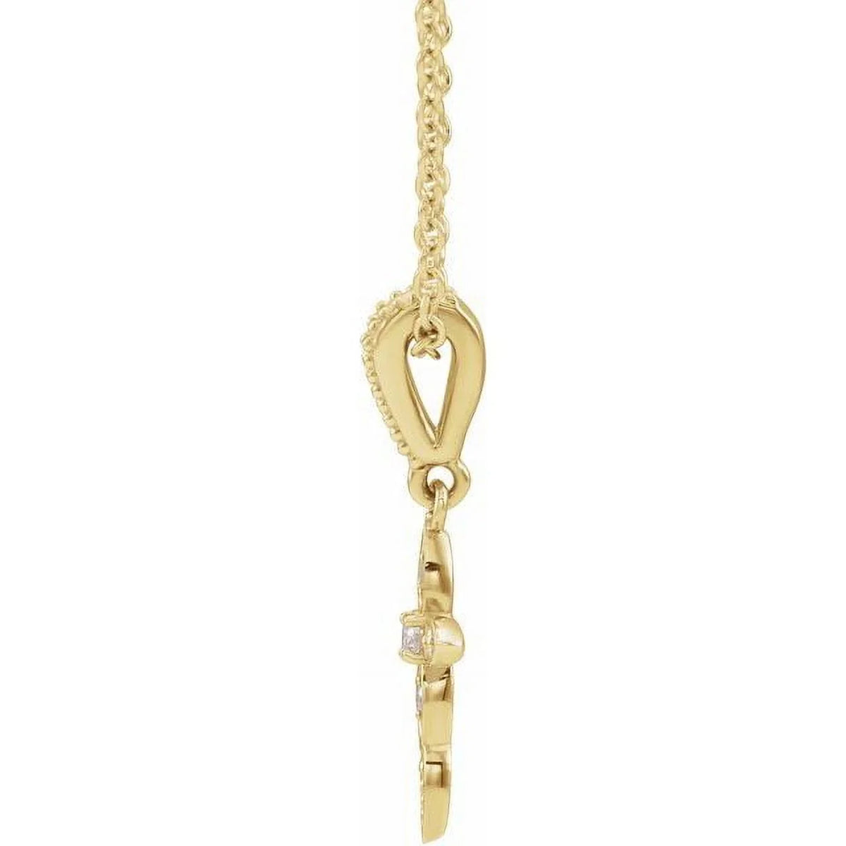 14K Yellow .03  Natural Diamond Petite Vintage-Inspired 16-18" Cross Necklace 87053:702:P