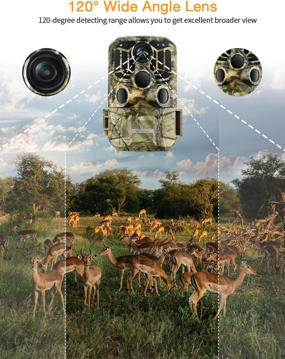 H80 WiFi Bluetooth Trail Camera 20MP 1296P Game Hunting Camera with Nigth Vision Waterproof