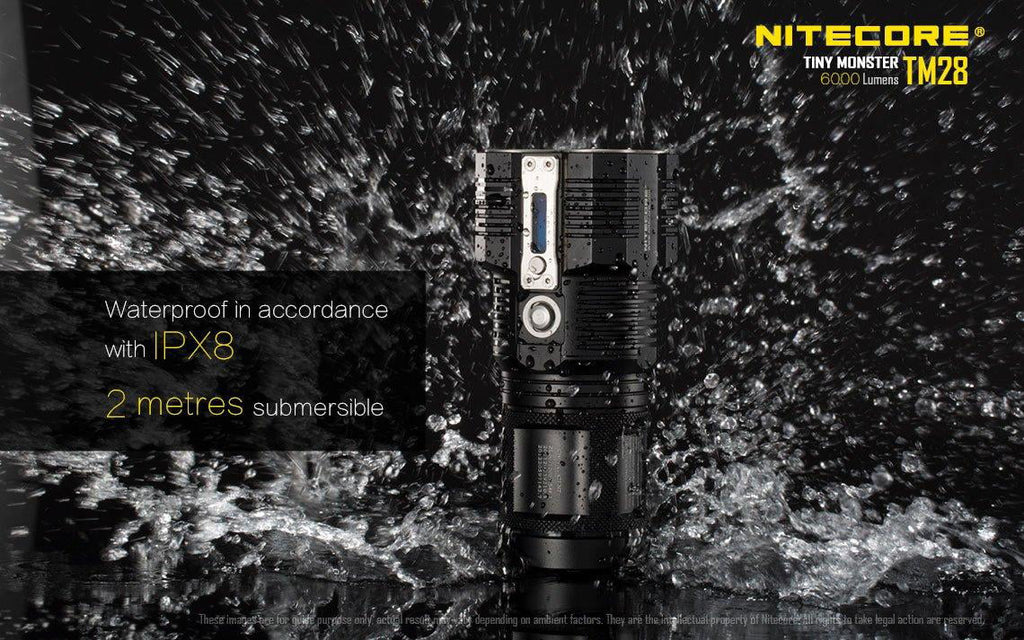 Outdoor Value Pack: Nitecore TM28 Searchlight  and  E4K Flashlight -Both can be Recharged on the go or at home