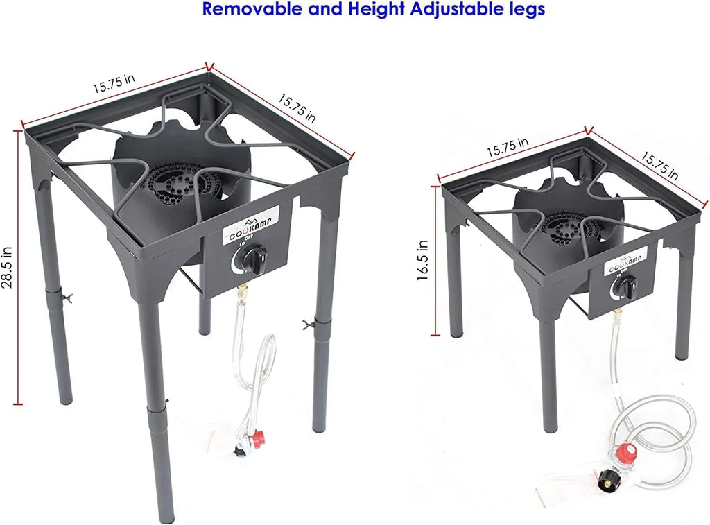 High Pressure Banjo Outdoor Camp Stove with Adjustable Height. 0-20  Adjustable Regulator and Steel Braided Hose (1-Burner)