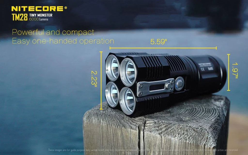 Outdoor Value Pack: Nitecore TM28 Searchlight  and  E4K Flashlight -Both can be Recharged on the go or at home