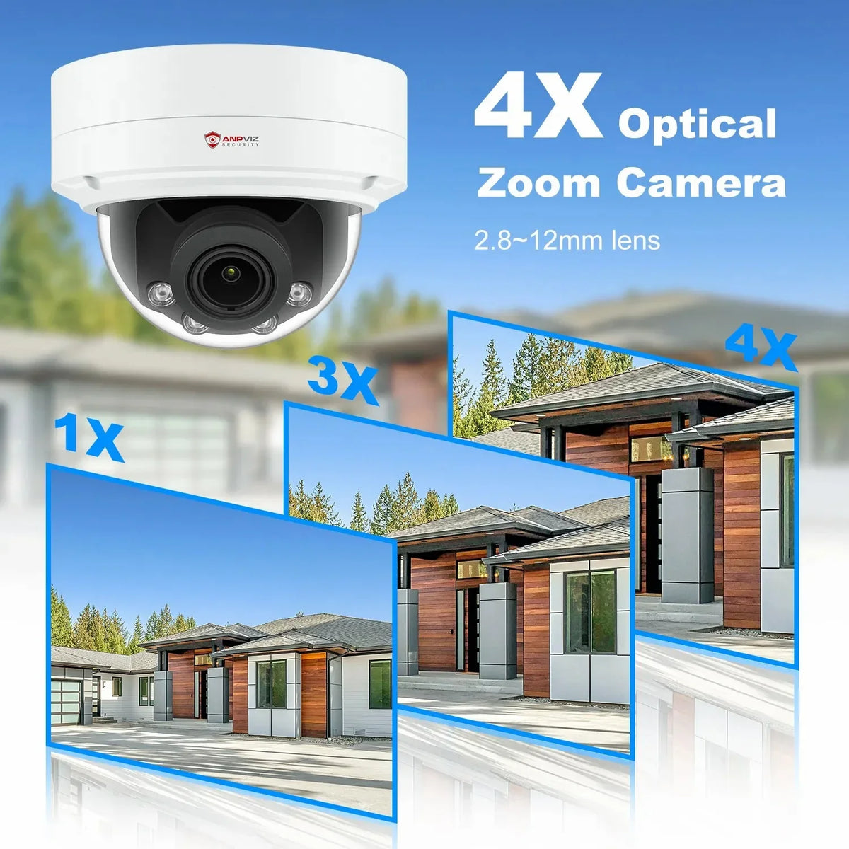 8MP  Camera 4X Zoom Camera Support Human Vehicle Detection 30m  Distance Built in Mic H.265 IP66