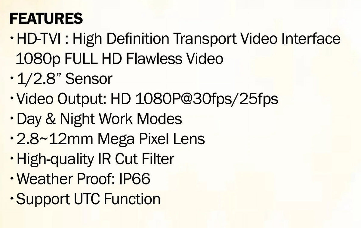 Eyemax -0412V-W - 2MP Outdoor Bullet Camera, 2.8-12mm, 42   12V