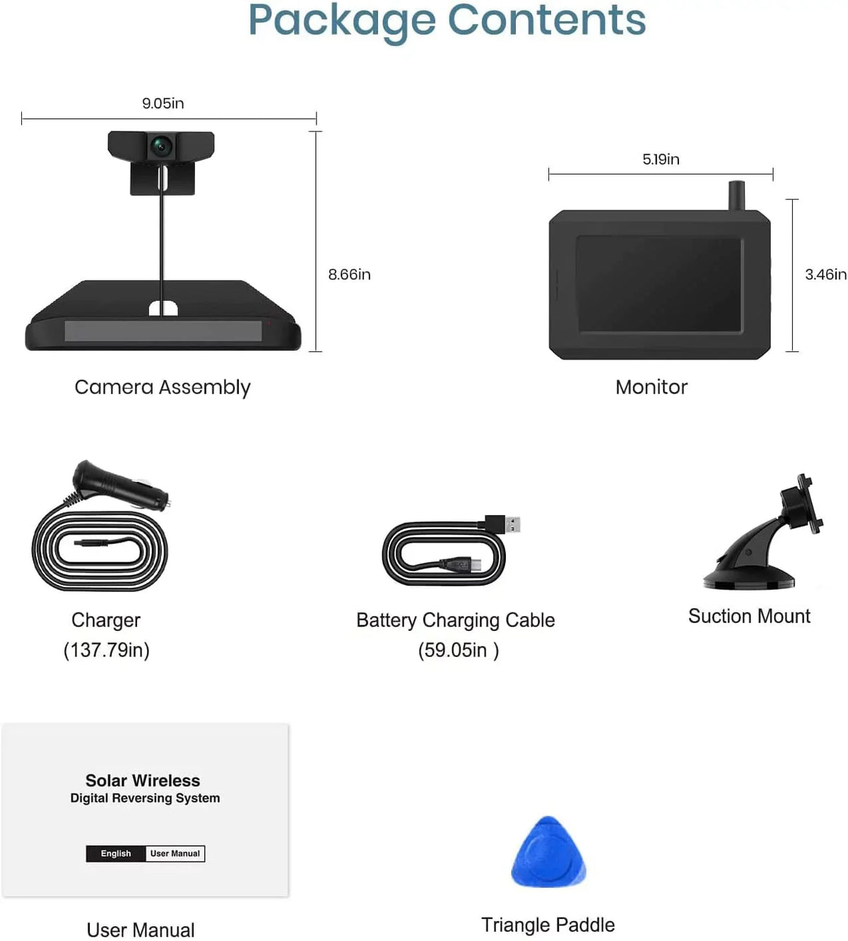 Solar Wireless Backup Camera for Trucks,3 Mins  Installation with Digital Signal ,Waterproof Reverse Hitch Trailer Rear View Camera for Car,Truck,Small (SunGo Pro)