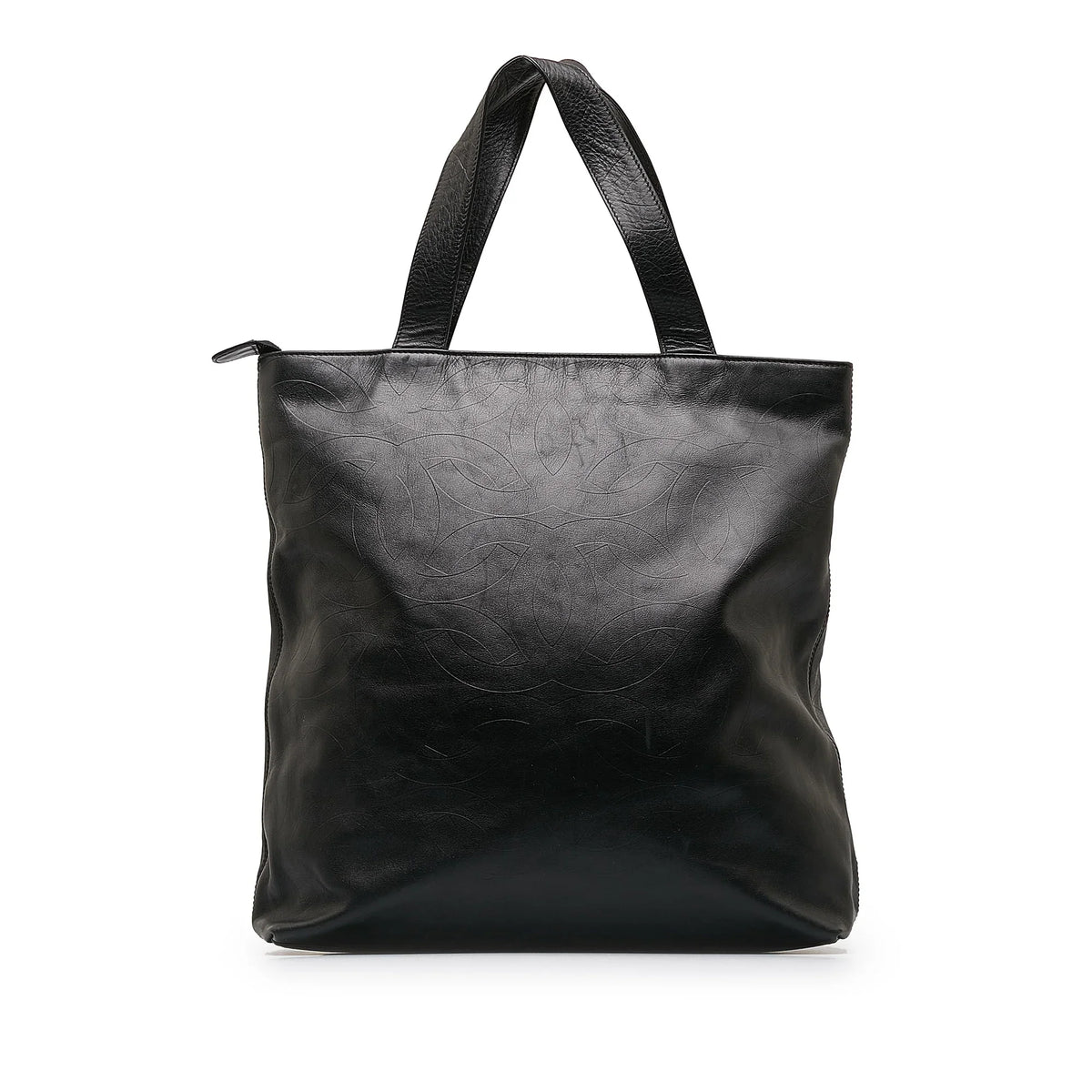 Pre-Owned Authenticated Chanel  Tote Lambskin Leather Black Tote Bag Unisex (Good)