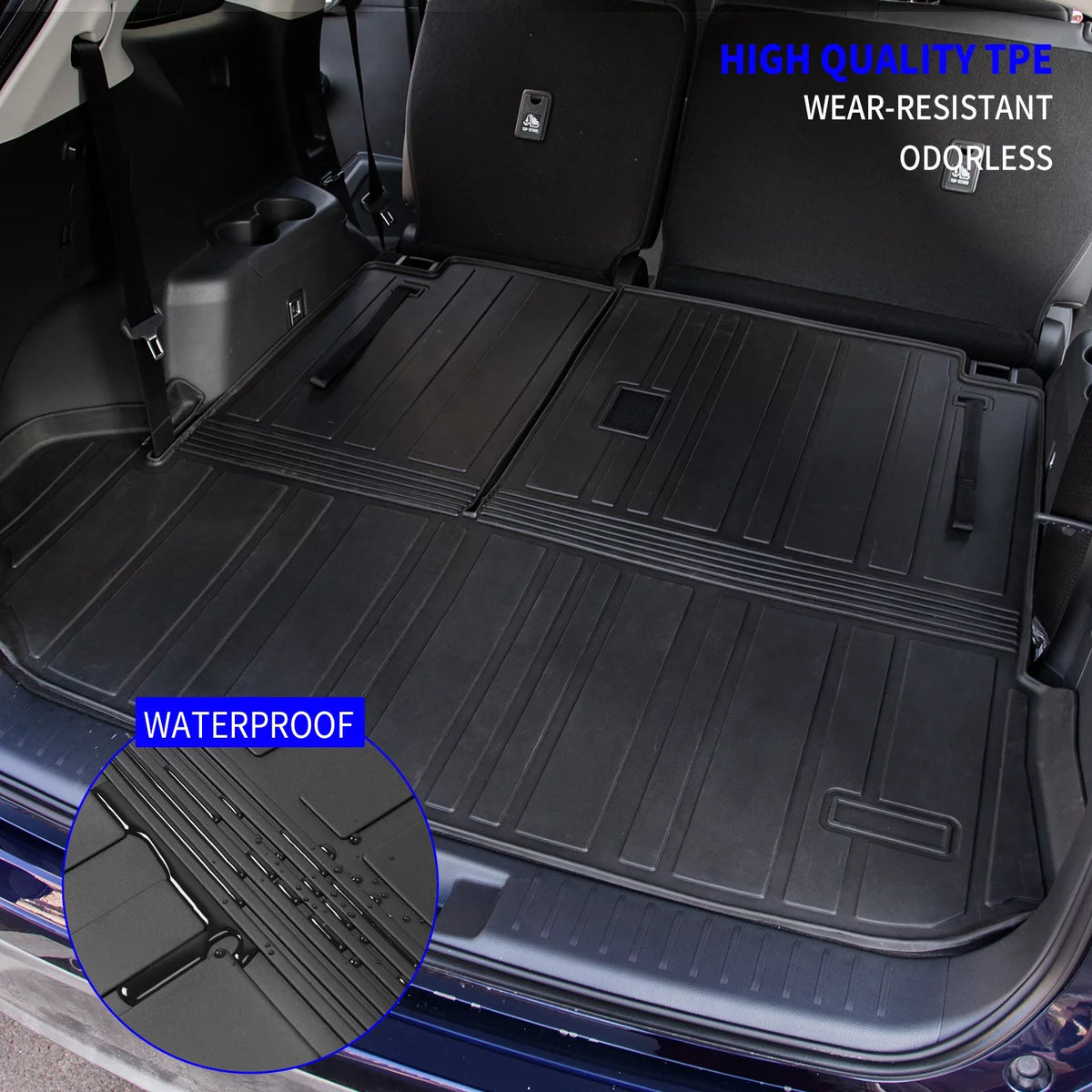 Cargo Mat Compatible with 2020-2024 Toyota Highlander Trunk Mat Cargo Liner  Back Seat Cover Protector 2022 7 Seats Highlander Accessories (2020-2023, Trunk Mat with Backrest Mat)
