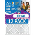 16x16x1 Air Filter  13 Rating, 12 Pack of Furnace Filters Comparable to  1500 - 2200 &  9 - Made in  by     .