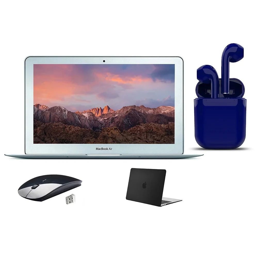 Restored Apple 11.6-inch MacBook Air Intel Core i5 4GB  128GB  Bundle: Wireless Mouse, Black Case, Bluetooth/Wireless Airbuds By Certified 2 Day Express (Refurbished)